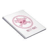 Cute Pastel Pink Skull with Bow and Crossbones Des Notizblock (Rechte Seite)