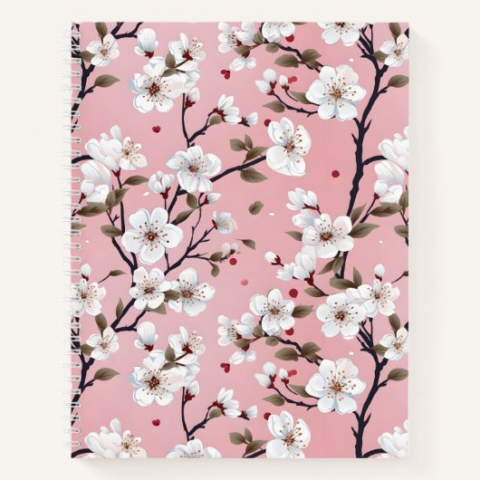 Cute Pastel Pink White Sakura Tree Branch Asian Notizblock (Vorderseite)