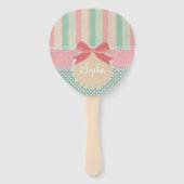 Cute Pastel Polka Dot & Stripes Design Fächer (Rückseite)