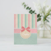Cute Pastel Polka Dot & Stripes Design Postkarte (Stehend Vorderseite)