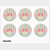Cute Pastel Polka Dot & Stripes Design Runder Aufkleber (Blatt)
