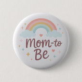 Cute Pastel Rainbow Mom to Be Button (Vorderseite)