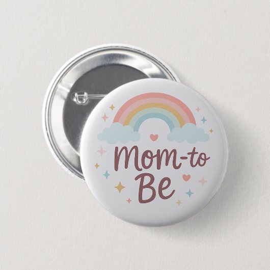 Cute Pastel Rainbow Mom to Be Button (Vorne & Hinten)