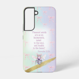 Cute Pastel Rainbow Pink Bow Grid Faith Mauve Bee Samsung Galaxy Hülle