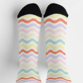 Cute Pastel Rainbow Wavy Lines Colorful Geometric  Socken (Oben)