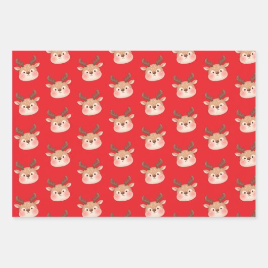 Cute Pastel Reindeer Head Geschenkpapier Set (Vorderseite 2)