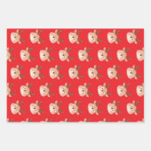 Cute Pastel Reindeer Head Geschenkpapier Set (Vorderseite)
