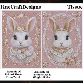 Cute Pastel Shabby Chic Bunny Pair EW8 Decoupage Seidenpapier
