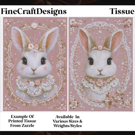 Cute Pastel Shabby Chic Bunny Pair EW8 Decoupage Seidenpapier