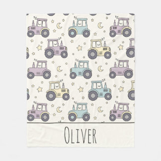 Cute Pastel Sleepy Tractor Fleecedecke