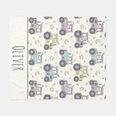 Cute Pastel Sleepy Tractor Fleecedecke (Vorderseite (Horizontal))