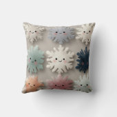 Cute Pastel Smiling Snowflake Throw Pillow Kissen (Rückseite)
