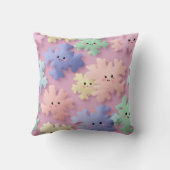 Cute Pastel Snowflake Smiles Throw Pillow Kissen (Rückseite)
