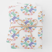 Cute Pastel Snowman Heads Seamless Geschenkpapier Set (Beispiel)