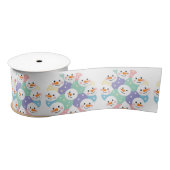 Cute Pastel Snowman Heads Seamless Satinband (Spule)