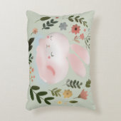Cute Pastel Spring Bunny Floral Wreath Nursery Art Dekokissen (Vorderseite(Vertikal))