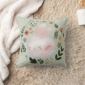 Cute Pastel Spring Bunny Floral Wreath Nursery Art Kissen (Decke)