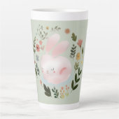 Cute Pastel Spring Bunny Floral Wreath Nursery Art Milchtasse (Vorderseite)