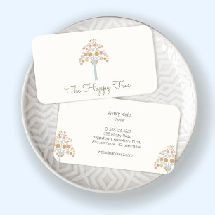 Cute Pastel Tree Business Card Visitenkarte