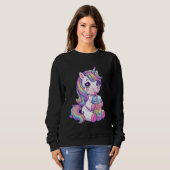 Cute Pastel Unicorn Drinking Boba Art Kawaii Pony Sweatshirt (Vorne ganz)