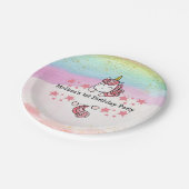 Cute Pastel Unicorn & Rainbow Birthday Party Pappteller (Schrägansicht)