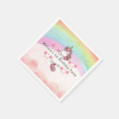 Cute Pastel Unicorn & Rainbow First Birthday Serviette (Ecke)
