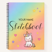 Cute Pastel Unicorn Rainbow Personalized Notizblock (Vorderseite)
