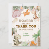 Cute Pastel Watercolor Dinosaur Thank You Dankeskarte (Vorderseite)