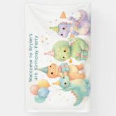 Cute Pastel Watercolor Dinosaurs Birthday Banner (Vertikal)
