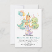 Cute Pastel Watercolor Dinosaurs Birthday Einladung (Vorderseite)