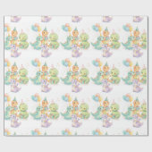 Cute Pastel Watercolor Dinosaurs Birthday Geschenkpapier (Flach)