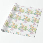 Cute Pastel Watercolor Dinosaurs Birthday Geschenkpapier (Ungerollt)