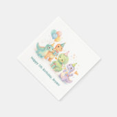 Cute Pastel Watercolor Dinosaurs Birthday Serviette (Ecke)