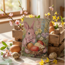 Cute pastel  watercolor easter bunny eggs feiertagskarte