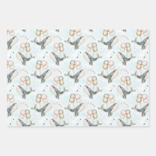 Cute Pastel Whale Balloon Under The Sea Geschenkpapier Set (Vorderseite 3)