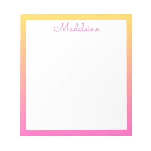 Cute Pastel Yellow and Pink Gradient Border Notizblock (Vorderseite)