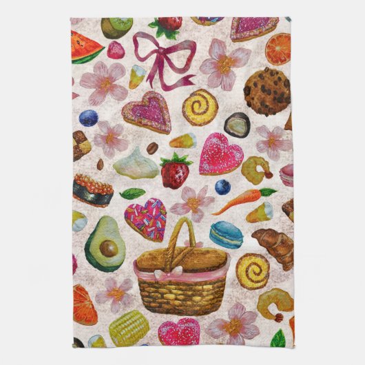 Cute Pastry Confections Sweets Geschirrtuch (Vertikal)