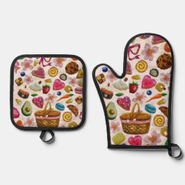 Cute Pastry Confections Sweets Ofenhandschuh & Topflappen-Set