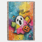 Cute Patchwork Ghost Colorful Splatter Art Decke (Vorderseite Vertikal)