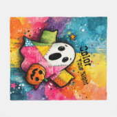 Cute Patchwork Ghost Colorful Splatter Art Fleecedecke (Vorderseite (Horizontal))