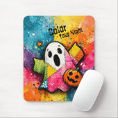 Cute Patchwork Ghost Colorful Splatter Art Mousepad (Mit Mouse)