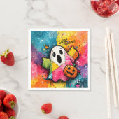 Cute Patchwork Ghost Colorful Splatter Art Serviette (Beispiel)