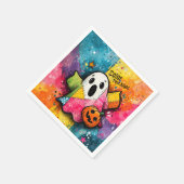 Cute Patchwork Ghost Colorful Splatter Art Serviette (Ecke)