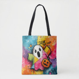 Cute Patchwork Ghost Colorful Splatter Art Tasche
