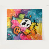 Cute Patchwork Ghost Colorful Splatter Art Wandteppich (Vorderseite (Horizontal))