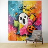 Cute Patchwork Ghost Colorful Splatter Art Wandteppich (Beispiel)