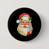 Cute Patchwork Santa Claus Christmas Xmas Men Wome Button (Vorderseite)