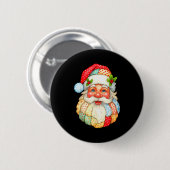 Cute Patchwork Santa Claus Christmas Xmas Men Wome Button (Vorne & Hinten)
