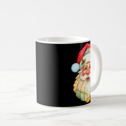 Cute Patchwork Santa Claus Christmas Xmas Men Wome Kaffeetasse (VorderseiteRechts)