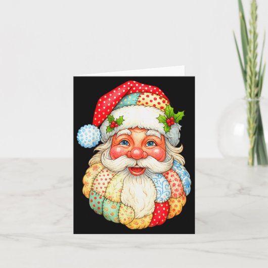 Cute Patchwork Santa Claus Christmas Xmas Men Wome Karte (Vorderseite)